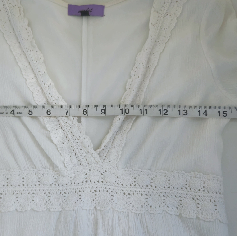 Gauzy Cotton White Lace Trim Cotton Dress - Picture 9 of 9